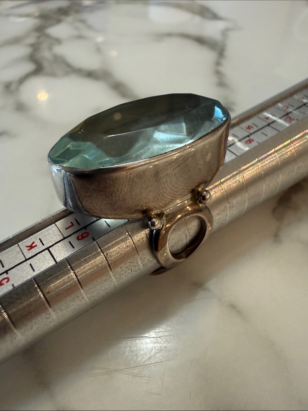 Sajen Sterling silver ring with blue topaz, size 8
